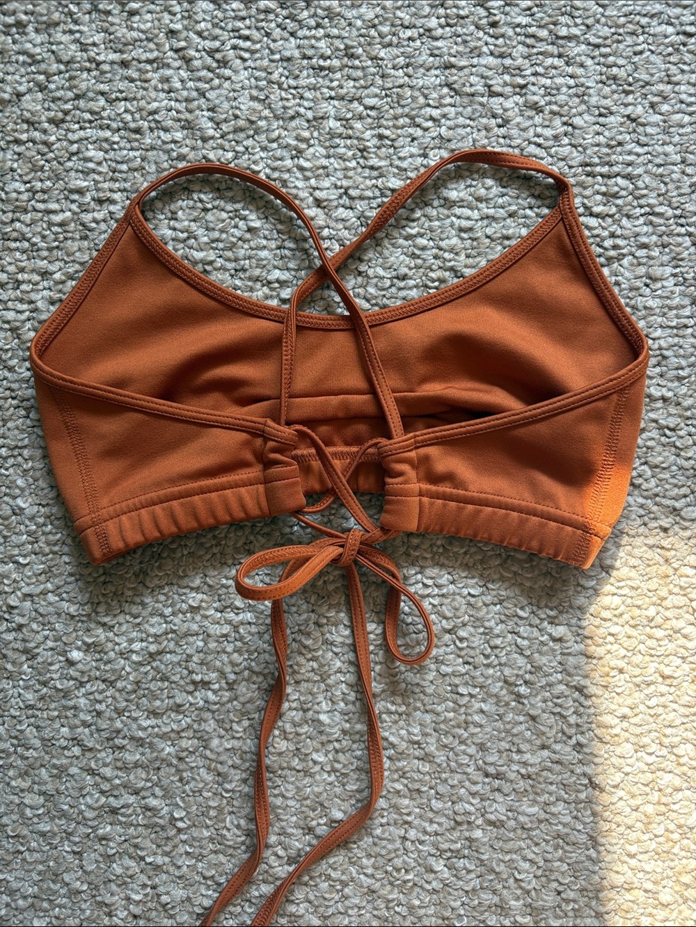 Mika Yoga Wear Brown Strappy Sports Bra with Multicolor Marble Leggings - Picture 4 of 6